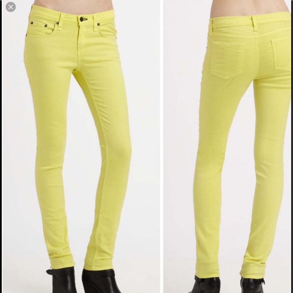 RAG & BONE / JEAN IN BRIGHT YELLOW SKINNY 25 HARD COLOR TO FIND